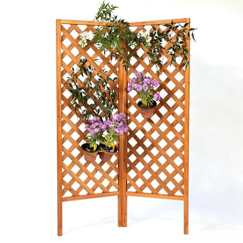 ScienGarden 2-Pack Wooden Garden Trellis Panels – 72' H x 24' W Climbing Plant Support Screen for Outdoor Vines, Roses & Vegetables – FSC Fir Wood, Weather-Resistant, Lattice Privacy Fence