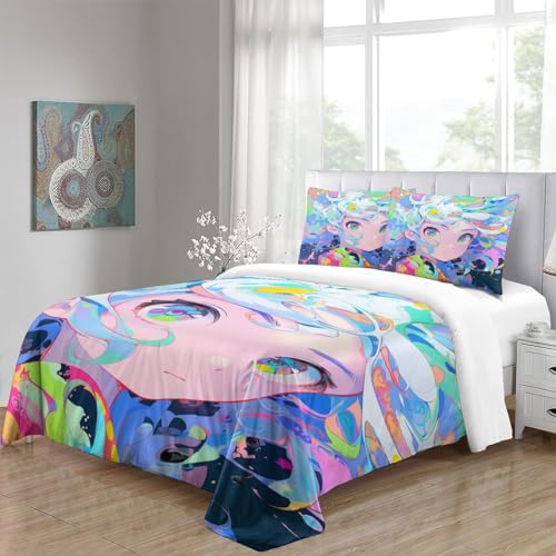 Literie enfant multicolore avec housse de couette double et impression 3D nette - 5