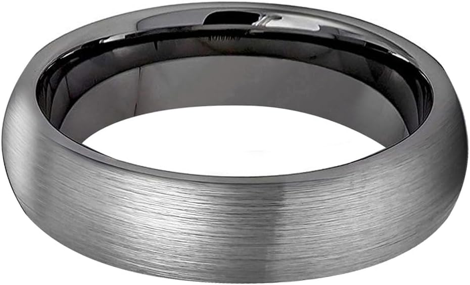 TUTISS 6mm 8mm Gunmetal Tungsten Rings for Men Women Engagement Wedding Bands Domed Polished Shiny/Brushed Finish Comfort Fit