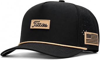 Curves & Clubs Titties Golf Hat, Funny Rope Snapback for Men with USA Flag, Breathable Performance Golf Cap