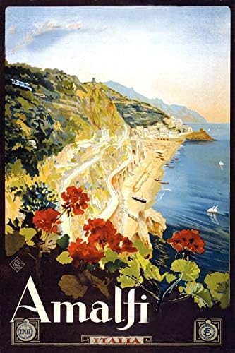 Magnet 1920s"Amalfi Italy Italian Coast Classic Vintage Travel Magnet Vinyl Magnetic Sheet for Lockers, Cars, Signs, Refrigerator 5"