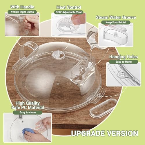 WENWELL Microwave Splatter Cover,Protect Food Splashes,Dish Bowl Plate Serving Lid with Handle,BPA-Free,Clear Safe Plastic,Microwave Cover for Food,10 Inch by WENWELL - Used condition - Image 6