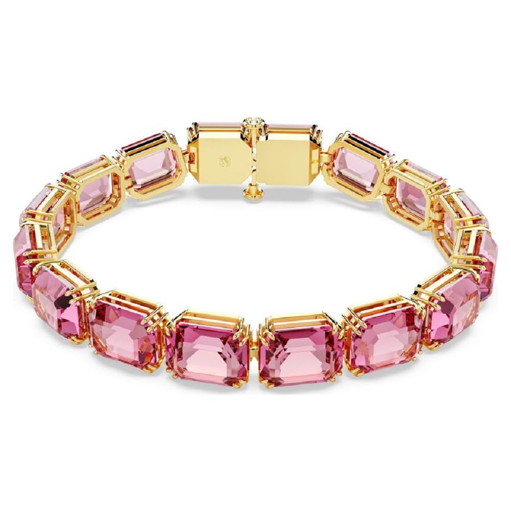 Swarovski Millenia bracelet, Octagon cut, Pink, Gold-tone plated