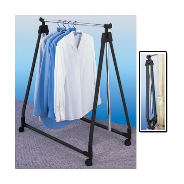 AMOS Chrome Adjustable Height Collapsible Foldable Portable Garment Clothes Dress Coats Jackets Hanging Rail Rack Storage Display Stand on Castor Wheels - Image 4