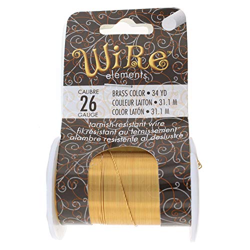Image of The Beadsmith Copper Jewelry Wire | 26 Gauge Craft Wire for Jewelry Making, Brass Color, 34 Yd (31.09 m), Lacquered Tarnish-Resistant for Crafts