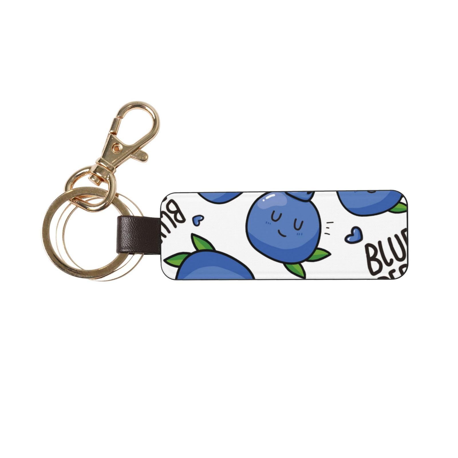 Inomak Unisex As Picture Blueberry Pattern, Pu Leather Keychain, Keychains Keyring Key Chain Ring Holder Organizer 1 Pc
