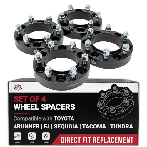 Wheel Spacer Set of 4-6 Lug 1.25 inch 32mm Hub Centric 6x5.5 - Compatible with Toyota Vehicles - 1996-2018 4Runner 01-07 Sequoia 2001-18 Tacoma 00-06 Tundra FJ Cruiser - 6x139.7mm