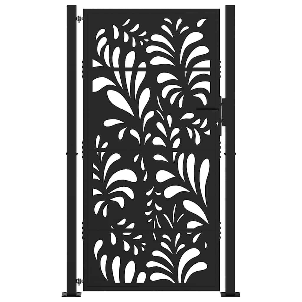 vidaXL Brama ogrodowa czarna 100x175 cm stalowa wzór fali