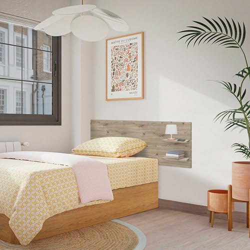 DHOME Cabecero con Estantes de Madera reciclada