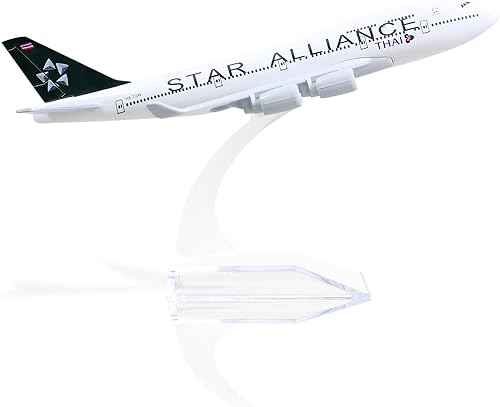 Miniatura 7 de QIYUMOKE Boeing 747 Delta Airlines 1400 Modelo de avión de metal fundido a troquel con soporte Airlines Modelo Avión Pantalla de aleación Kit de