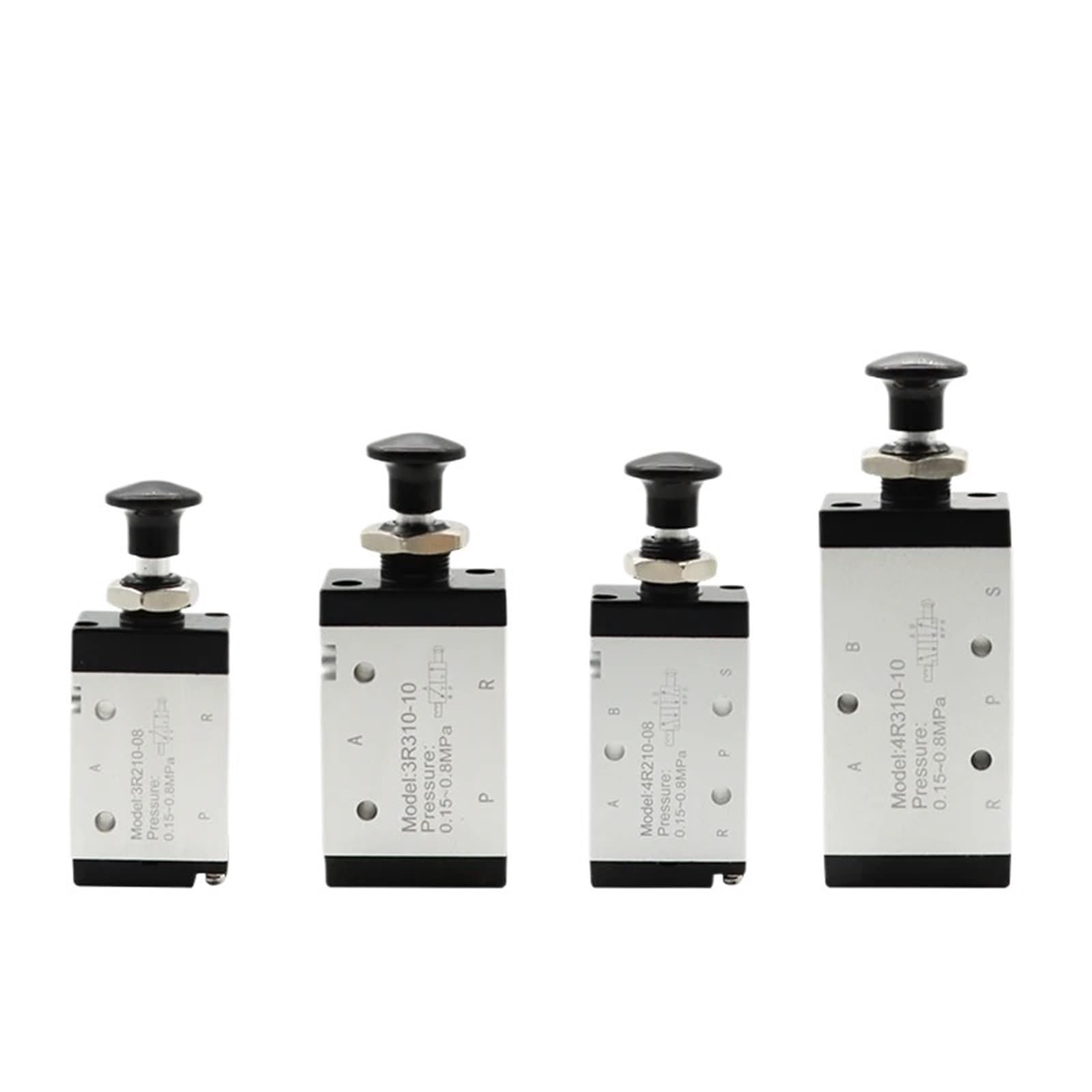Valvola manuale 4R210-08 3R210-08 a 2 vie e 5 posizioni, interruttore pneumatico di spinta e trazione per valvola direzionale 4R310-10 3R310-10 (1 unità)(3R210-08, With 10 mm Fitting)