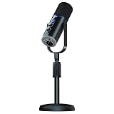 PUPGSIS XLR/USB Podcast Microphone for Recording, PC Computer Gaming Mic with Mute, Reverb, Noise Cancellation, Boom Arm Stand, Headphones Jack, Vocal Streaming Mic for Broadcasting