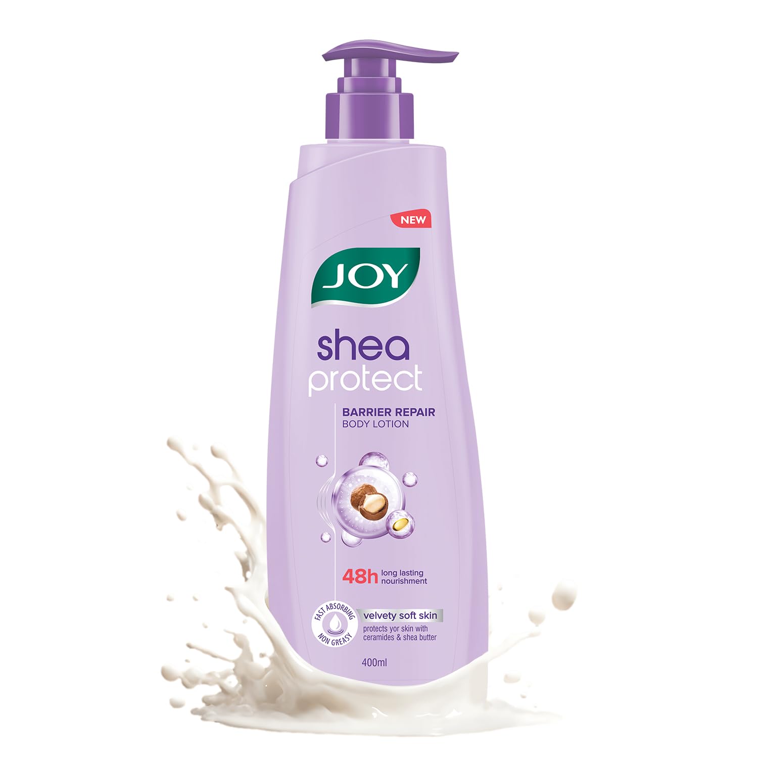 Joy Shea Protect Winter Body Lotion 400ml | For Skin Barrier Repair | 48 Hour Nourishment WIth Ceramide & Shea Butter | Fast Absorbing & Non Greasy Lotion | Velvety Soft Skin | For Normal to Dry Skin