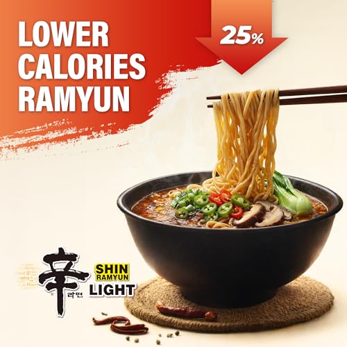 Image of Nongshim Shin Ramyun Light, Air-Dried Korean Ramen Noodles, 4 Pack