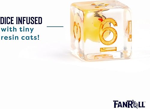 Miniatura 3 de FanRoll - Juego de dados DND de resina de 0.630 in: dados de gato, dados de juego de rol para Calabozos y Dragones