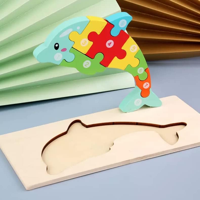Rompecabezas educativo de madera de juguete 3D para adultos para hacer con niños (Dolphin)