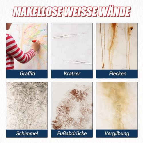 Mini Farbroller für Innenwände – Wandfarbe Weiß, Wandfarbe Ausbessern Weiß, Ausbesserungsfarbe Weiss… – Ansicht 6