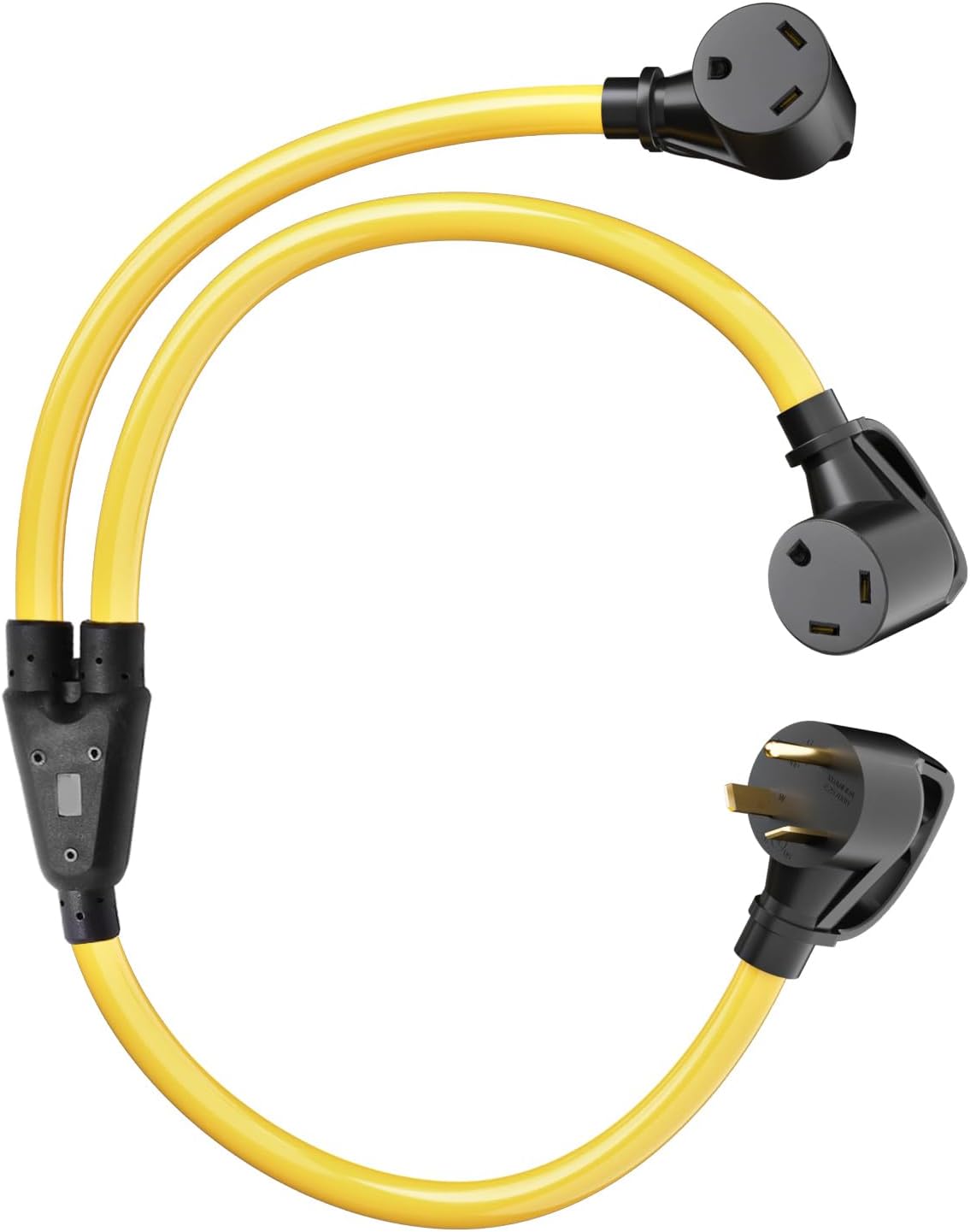 ACKING RV Y Adapter Cord 30 Amp to Two 30 Amp, NEMA TT-30P Male Plug to TT-30R Female with Grip Handle, Heavy Duty STW 10 AWG for RV Trailer Camper,ETL Listed