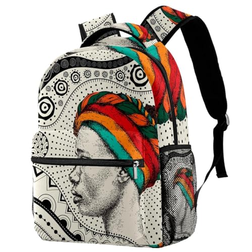 Sac à dos d'école femme motif africain et tribal multicolore 29x20x40cm