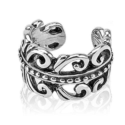 Bungsa® Ornament Ear Cuff Ohrstecker verzierter Wirbel (Conch Fake-Piercing Ring Rhodium Ohrstecker silber Clip Ohrringe Ohrschmuck Ohrklemmen Damen Frauen Herren Mode) Cover