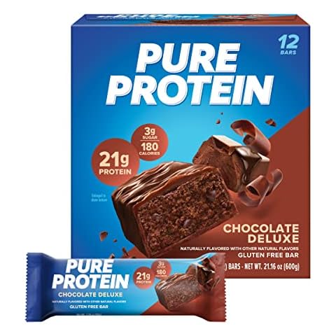 Pure Protein Bars, High Protein, Nutritious Snacks to Support Energy, Low Sugar, Gluten Free, Chocolate Deluxe, 1.76 oz., 12 Count(Pack of 1) (Packaging may vary) Cover