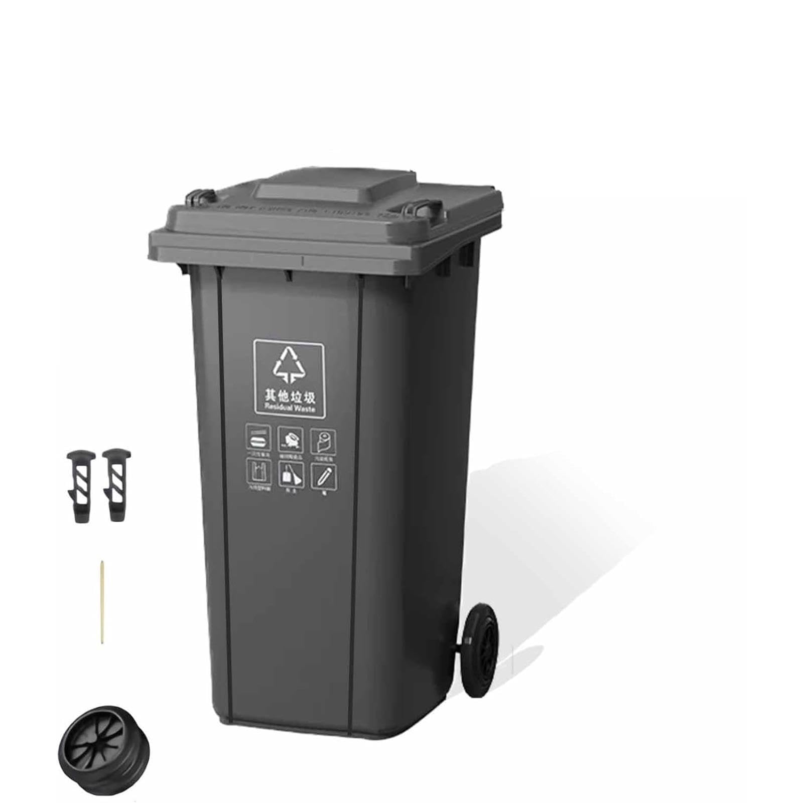 VITIWEDTY Outdoor Trash Can with Lid and Wheels, Heavy Duty Large Capacity Garbage Bin for Commercial and Residential Outdoor Use (Black 100L)