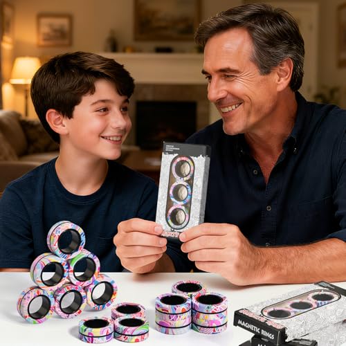 Image of Magnetic Rings Fidget Toys for Adults,Fidget Spinner Rings for Anxiety Relief Therapy Toys for Teens Boy and Girl Ages 8-13,Gift for Kids Party Favors Stocking Stuffers,3pcs