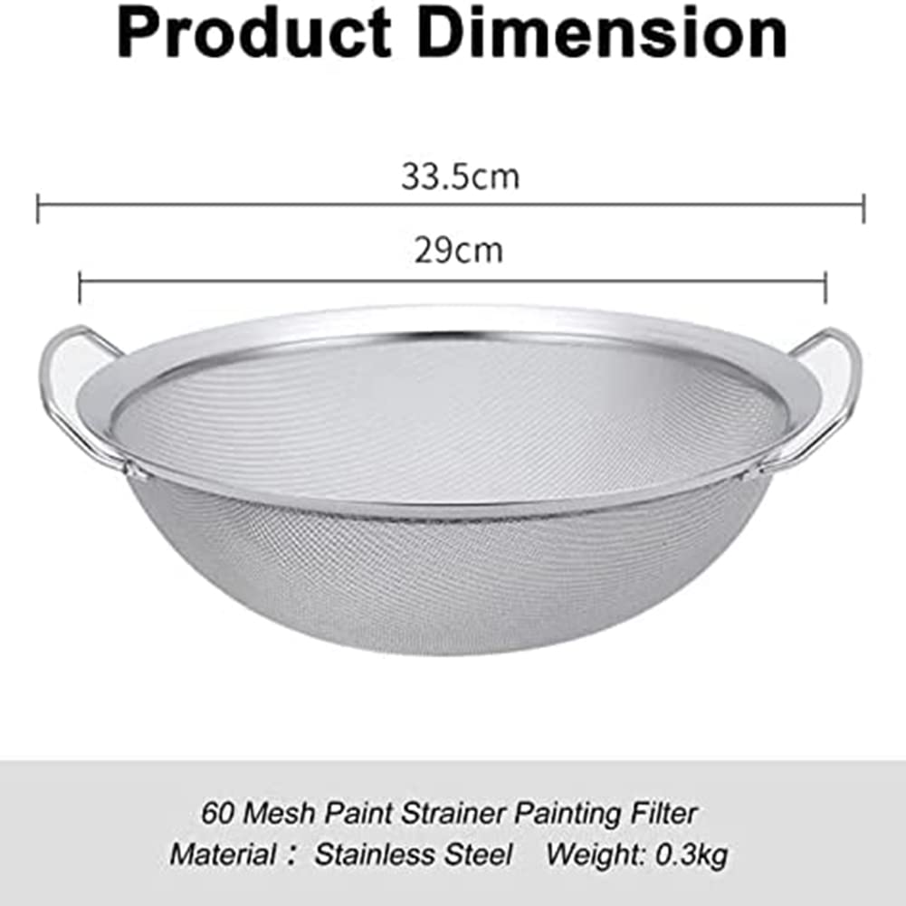 Lot de 3 tamis de peinture 60 , couvercle de filtre en acier inoxydable, compatible avec les seaux de peinture de 5 gallons