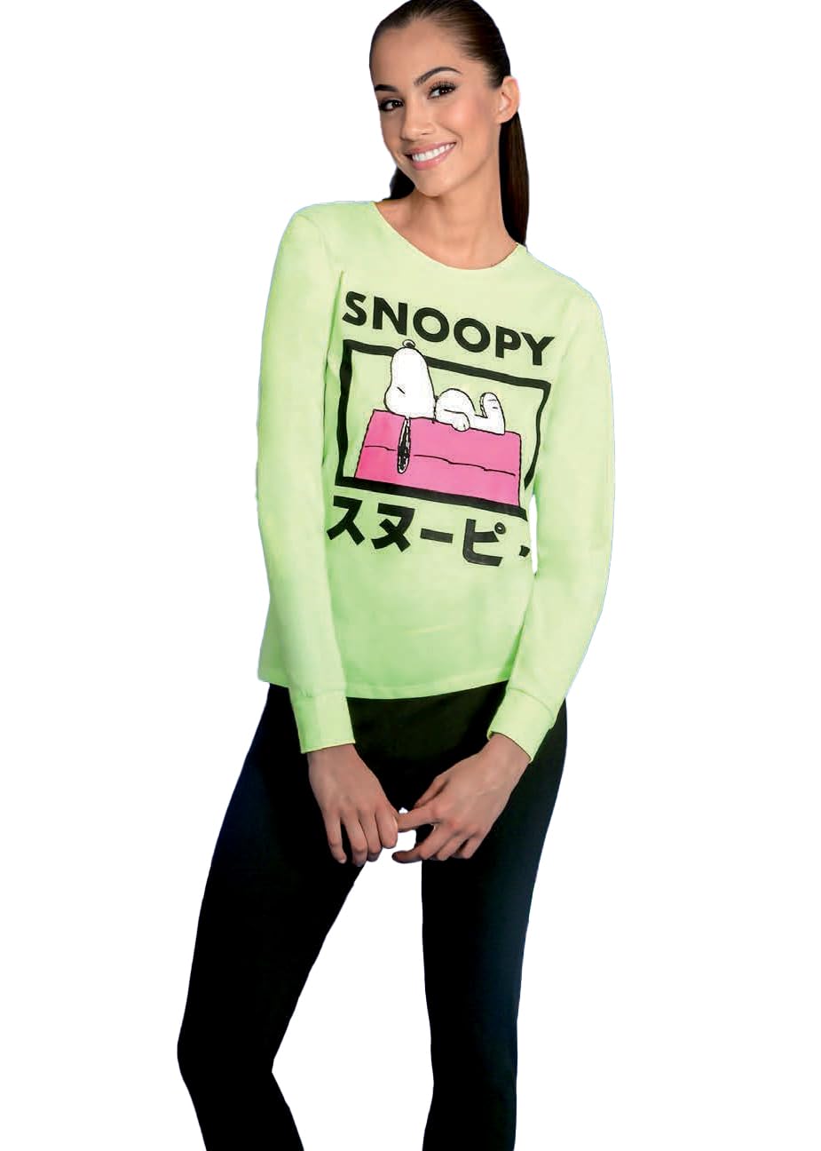 Sabor Pigiama Lungo Donna Cotone Leggero Personaggi Cartoni Animati Primavera Estate