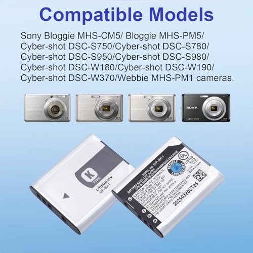Image of NP-BK1 970mAh Replacement Battery Compatible for Sony Cybershot DSC-W370 DSC-S750 DSC-S780 DSC-S950 DSC-S980 DSC-W190 MHS-CM1 HD MHS-PM1 MHS-PM5 MHS-CM5 Cameras (100% Compatible with Original)