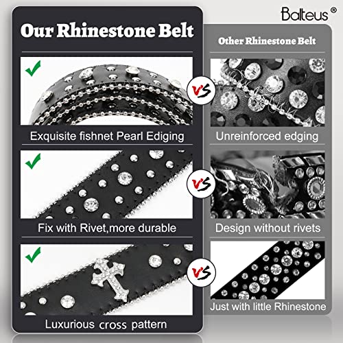Balteus Sparkly Rhinestone Diamond Sequin Studded Belt for Men & Women - Western Cowgirl Cowboy Style
