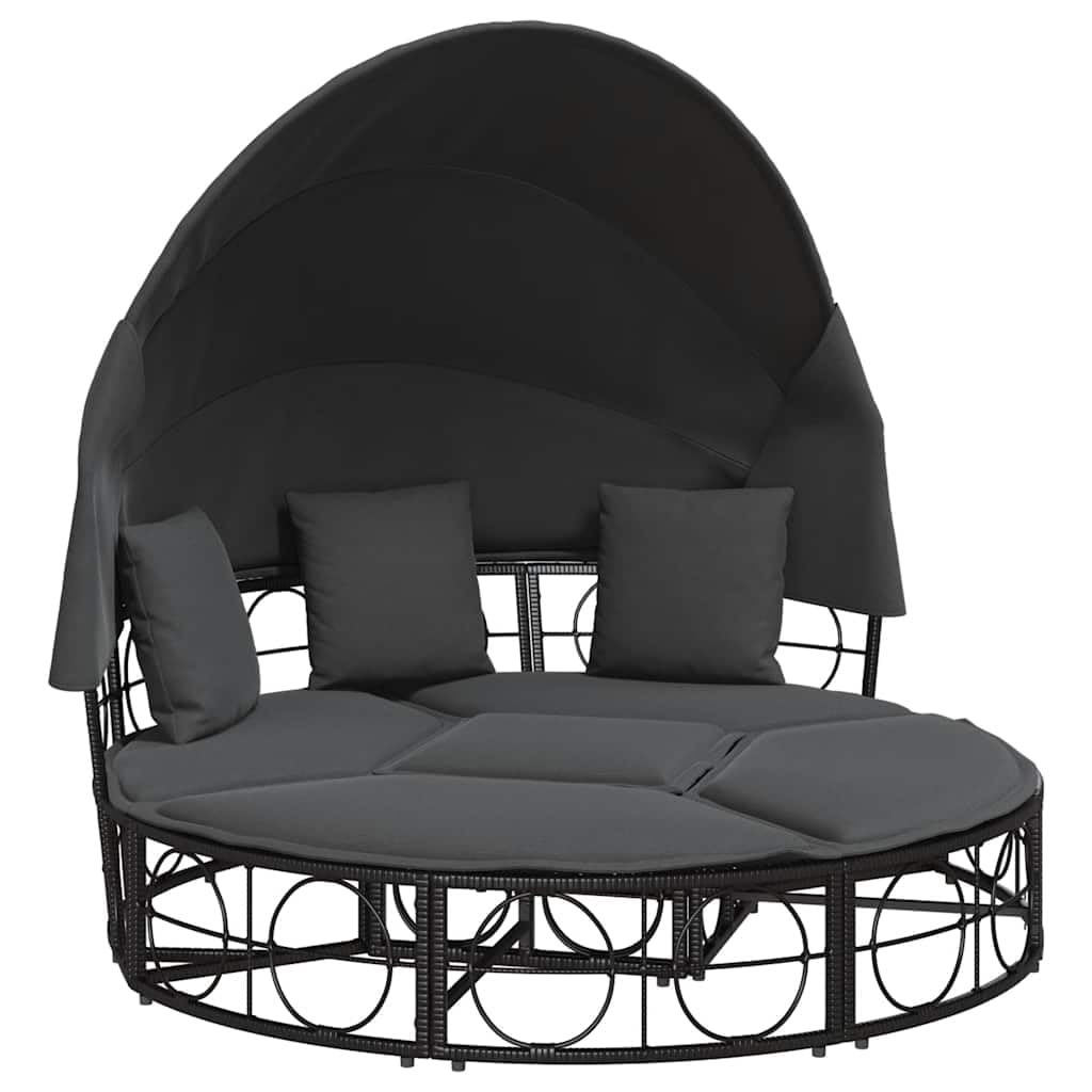Générique Letto di riposo esterno con baldacchino retrattile e cuscini, letto da giardino modulare in resina intrecciata, set convertibile in isola di sole o salone di conversazione con fodere