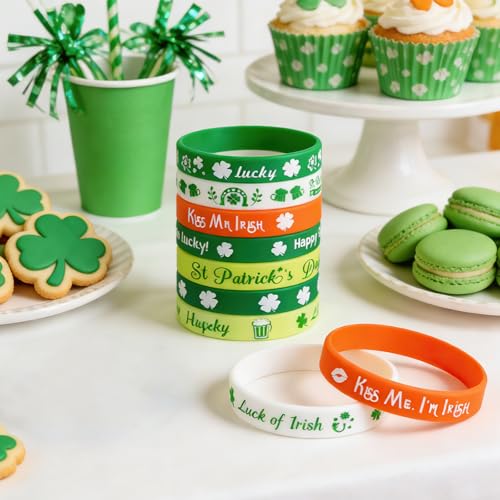 10PCS St Patrick Bracelets Rubber, Clover Irish Bracelet Silicone Bracelet, St Patricks Day Bracelets Silicone, St. Patrick's Day Accessories, for St. Patrick's Days Irish Party(Random styles) - Image 5