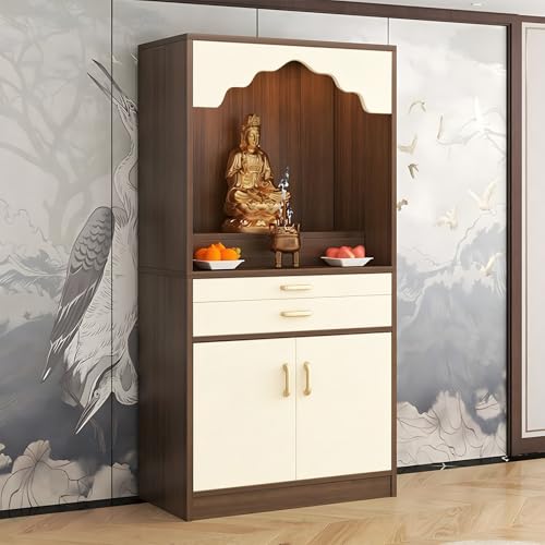 OQTUHWM Altar Table, Solid Wood Meditation Prayer Table, Chinese Feng Shui Buddhist Altar Cabinet, Pooja Cabinet for Home or Temple Worship