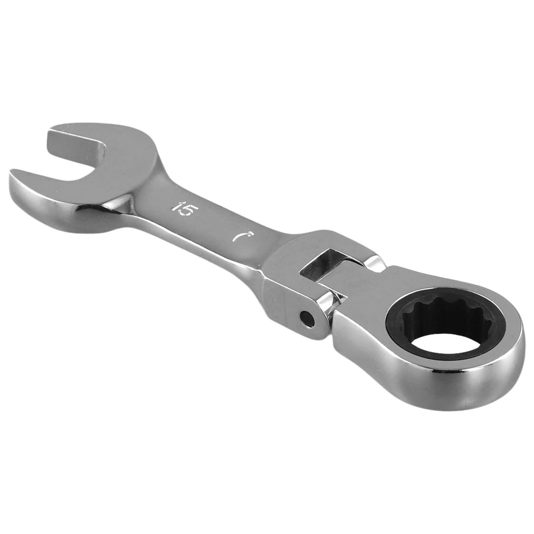 Littimoon Short Handle Ratchet Wrench with Movable Head,Quick Dual-Purpose Open End Wrench,Hardware Tool, Labor-Saving Wrench 15mm