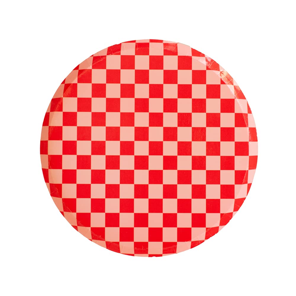 Jollity & Co Check It! Cherry Crush Red Paper Dessert Plates - Pack of 8 - Checkered Pattern - Birthday Party Plates