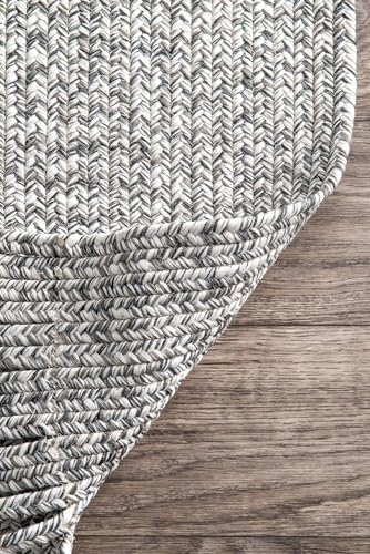 Image of Premium Handwoven Braided Cotton Rectangular Carpet 1.5x6 Feet | Soft & Durable Floor Rug for Living Room, Bedroom & Kids Room | Anti-Slip, Washable & Eco-Friendly Color - Light Grey