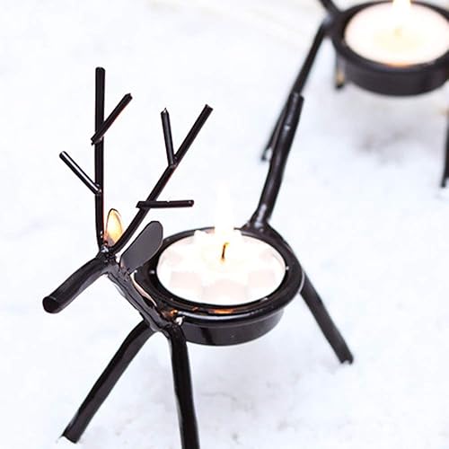 Miniatura 6 de Juego de 2 candelabros de reno, decoración navideña para el hogar, portavelas de reno, portavelas de metal, candelabros de Navidad, soporte de reno