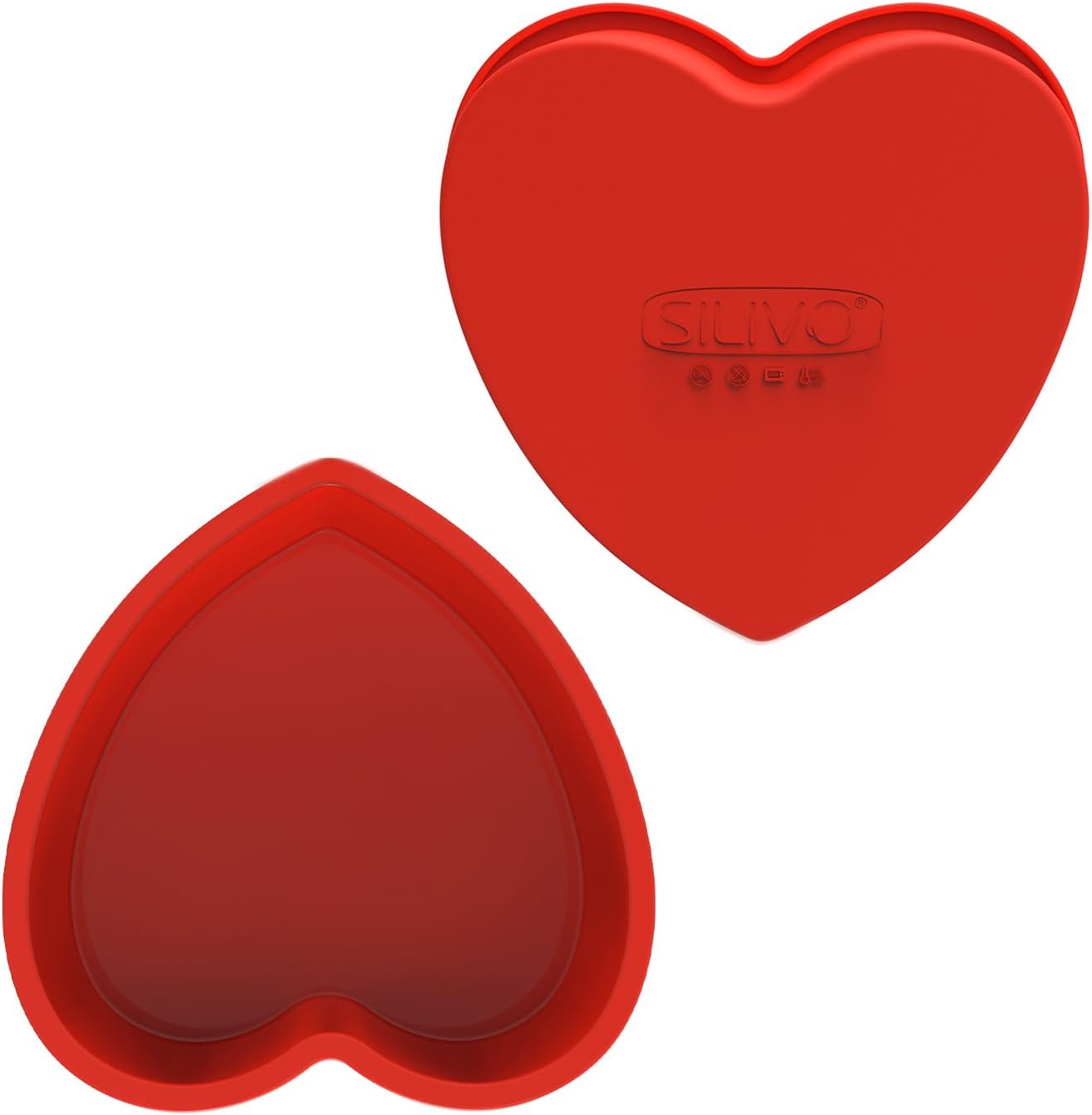 SILIVO Silicone Heart Shaped Cake Tin, Set of 2 Love Heart Cake Tin 8