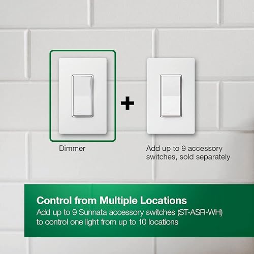 Miniatura 7 de Lutron Sunnata - Interruptor de atenuación táctil con tecnología LED avanzada, para LED, incandescente y halógeno, 3 víasmultiubicación,