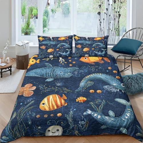 Parure de lit poisson 3D microfibre résistante 135x200cm - 4