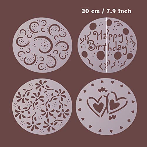 Isuperb 4 Pieces Cake Top Stencils Cookie/Cake Decorating Painting Templates Baking Tool For Cupcake Wedding Cake Fondant Impression, Wedding Birthday Party Cake Decoration Supplies #TOP6