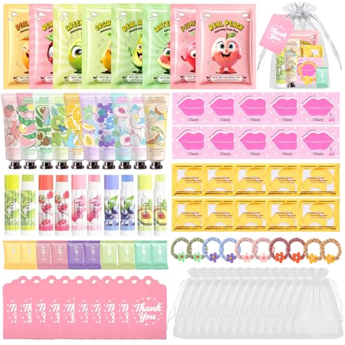 90 PCS Spa Skincare Set for Kids, Spa Party Favors Supplies For Teens 10-12, Include Face Masks,Lip Balm,Hand Cream,Lip Mask,Bulk Gifts,Christmas Stocking Stuffers For Girls Ages 8-12
