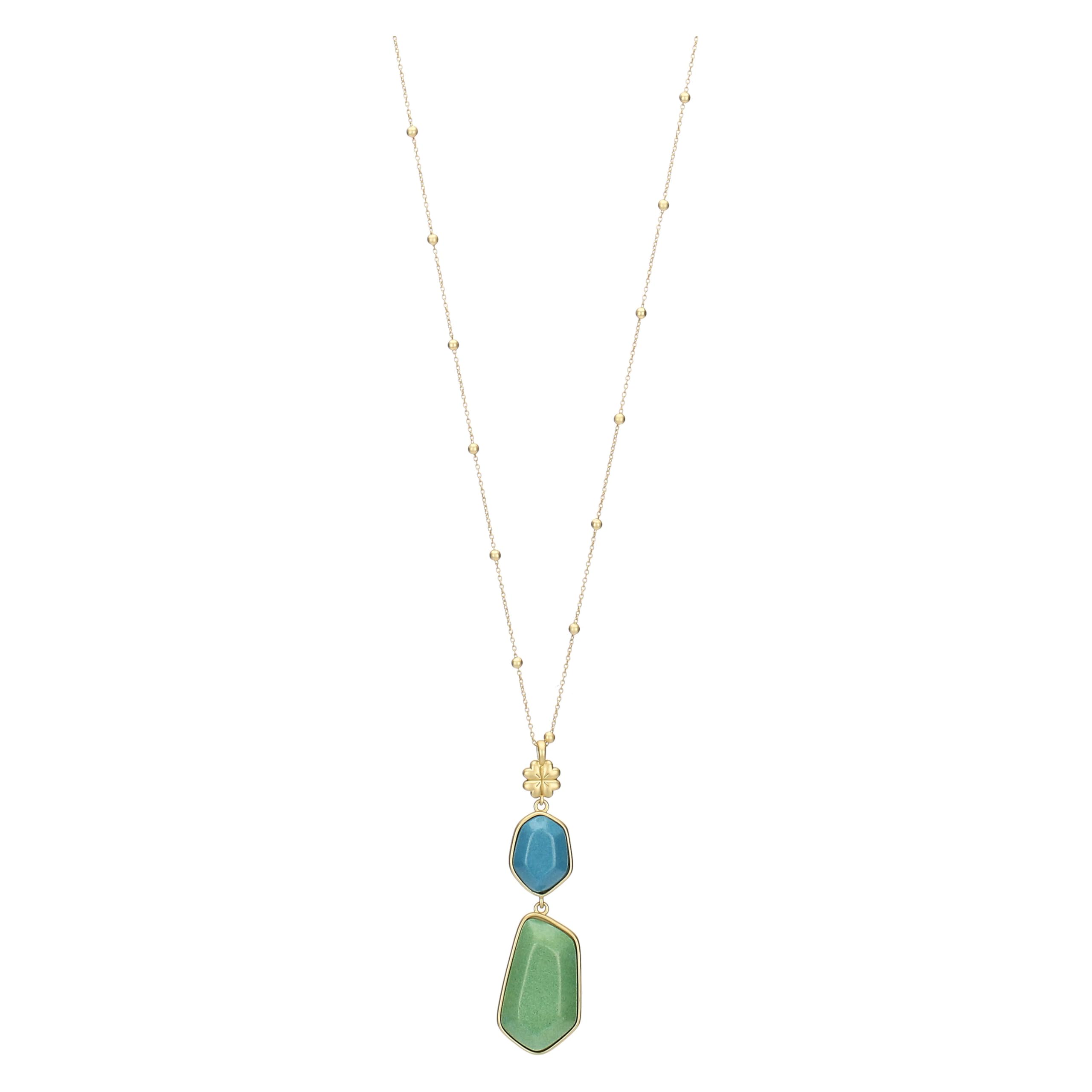 THUN - Collana con pietre e quadrifoglio - ceramica, metallo - Collezione Dedicato a te - 70 + 5 cm