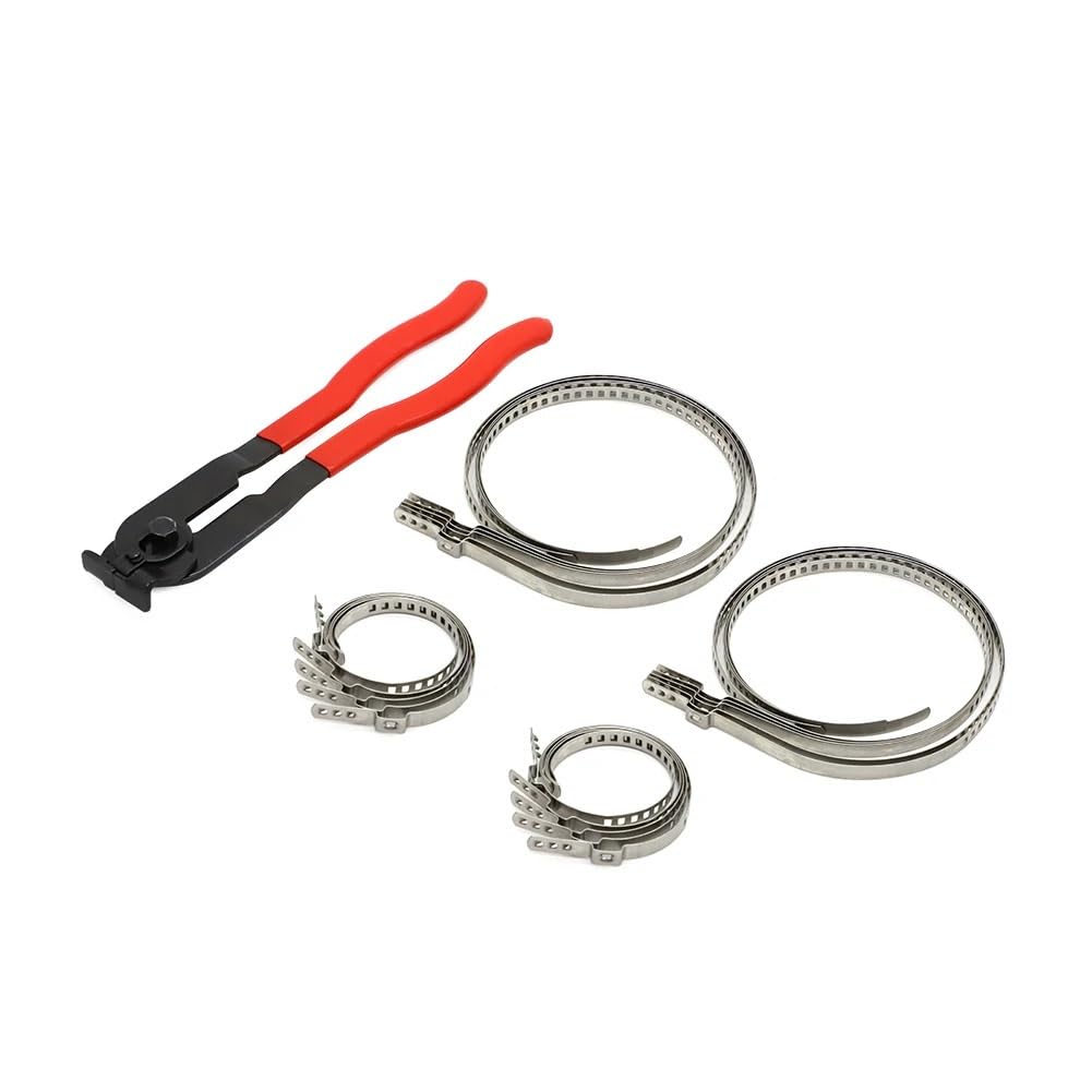 Cuffia giunto omocinetico Kit di morsetti per giunto omocinetico universale regolabile da 32-41 mm e 70-127, clip crimpatura per albero trasmissione in acciaio inossidabile(10Pcs and Tool)