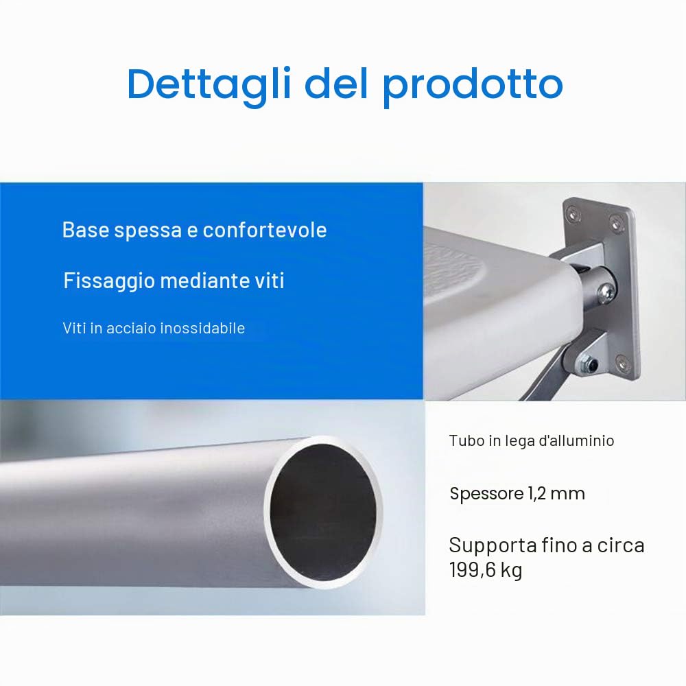 Sedia da doccia pieghevole, Weytoll sedile da doccia pieghevole con gambe, sgabello da bagno con sedile da doccia a parete per anziani