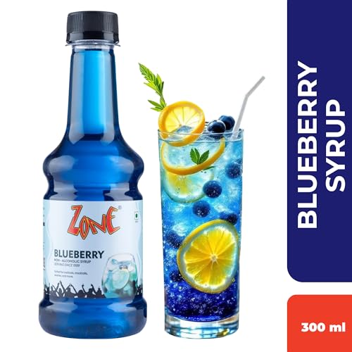 Image of Zone Blueberry Syrup 300ml | Fresh Blueberries Flavor for Mocktails, Cocktails, Lemonades, Iced Teas & More | Non Alcoholic, More Servings, Premium Taste, Great Value | 12+ Flavours