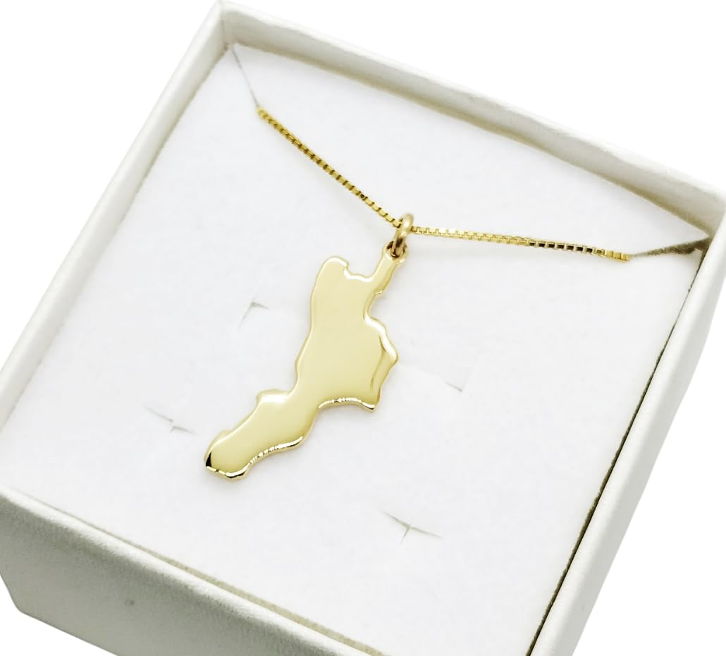 Generico Collana Uomo Donna Regione della Calabria Argento 925 Placcata Oro 18k Fatta a Mano e Personalizzabile (50 cm)
