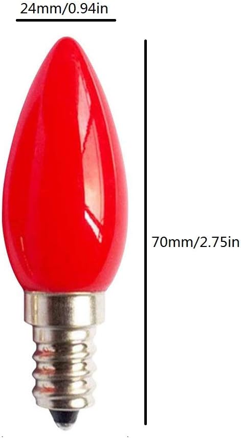 Lxcom Lighting E12 Bulb Red LED Color Candelabra Light Bulbs 1W LED Bulb 110V Transparent Night Light Bulb for Holiday Decoration Home Lighting, 8 Pack