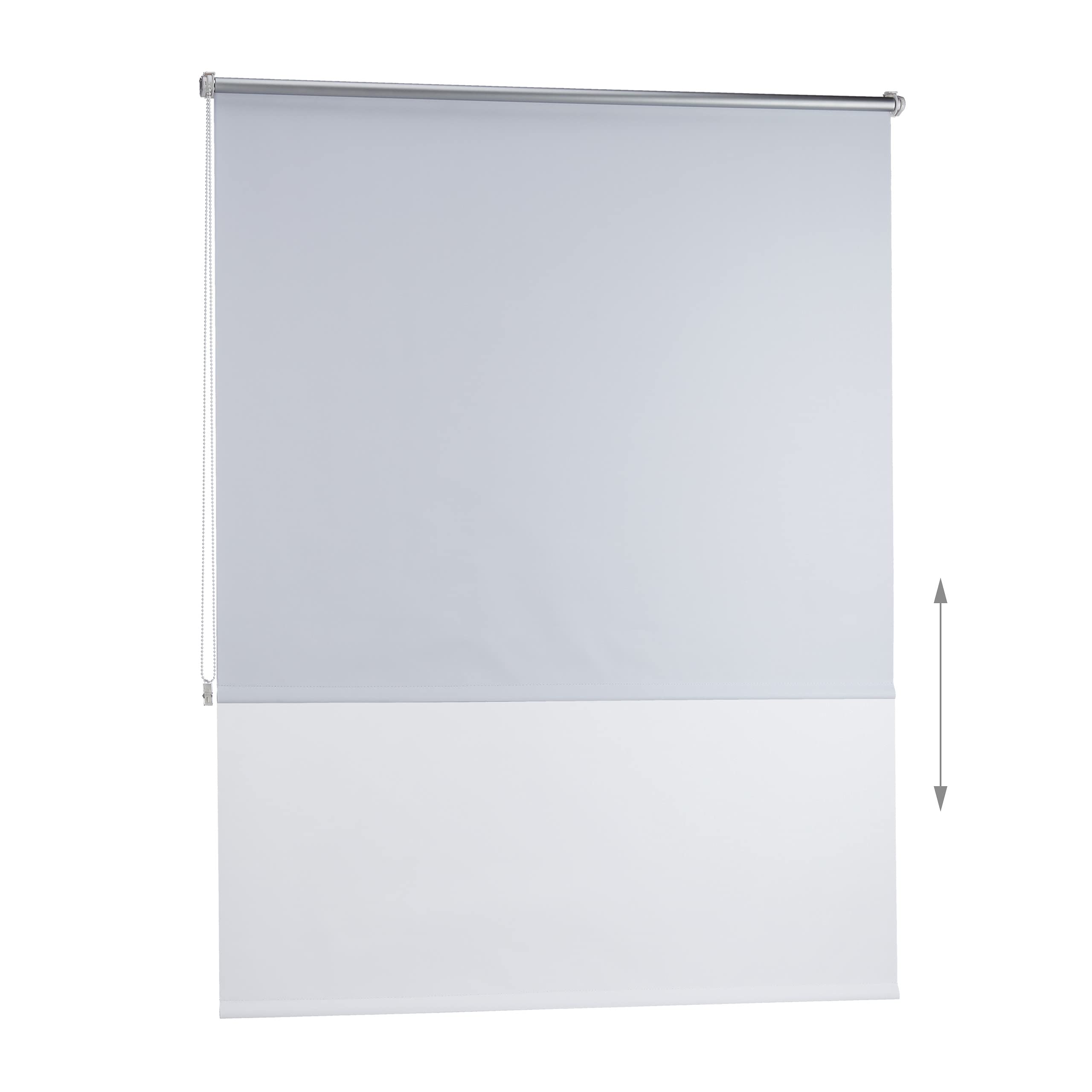 Relaxdays 10023760_740 Store Enrouleur Thermique Occultant Chaînette latérale Fixation clips sans perçage, 120x160 cm, largeur tissu 116cm, blanc, 120 x 160